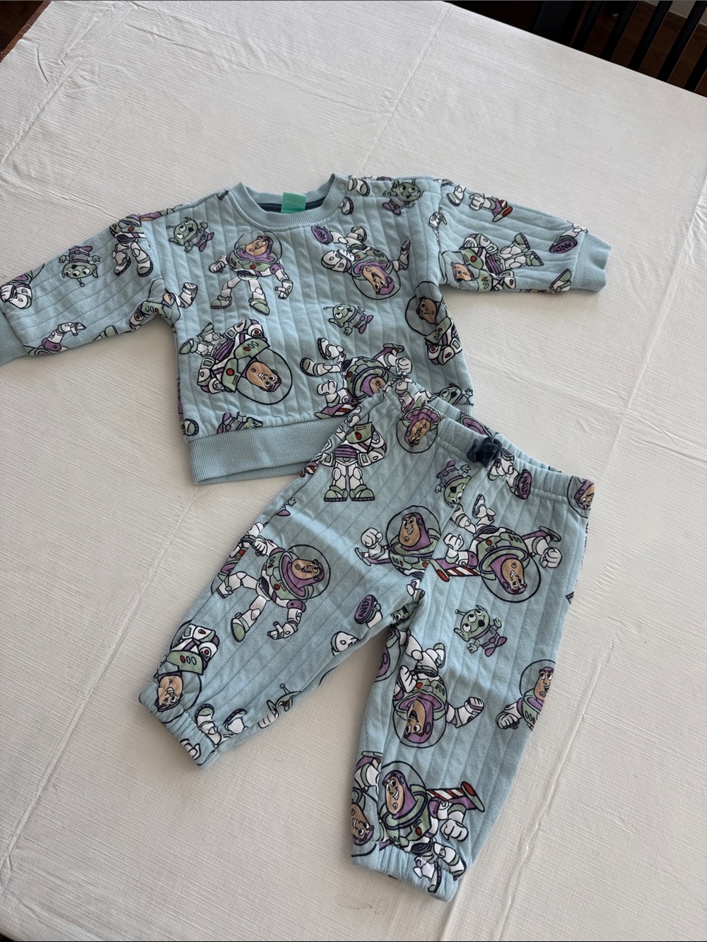 Disney Light Blue Buzz Lightyear Quilted Kids Set with long sleeve onesies